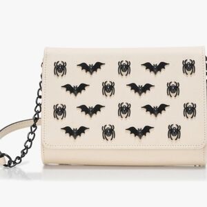 NWT BETSEY JOHNSON XOSYBIL 3 CROSSBODY  CHALK PURSE BAT SPIDER